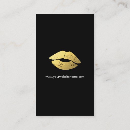 Moderne make-up gouden lippen - Chic zwart witte s Visitekaartje (Achterkant)