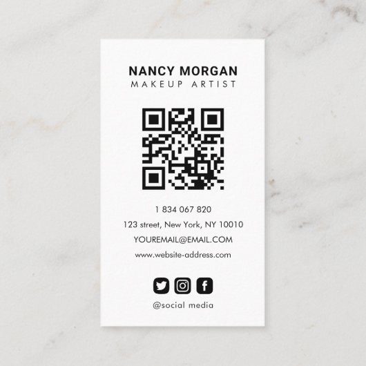 Moderne make-up kalligrafie script fotocollage visitekaartje (Achterkant)