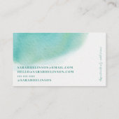 Moderne make-up kunstenaar blauwgroen waterverf ty visitekaartje (Achterkant)