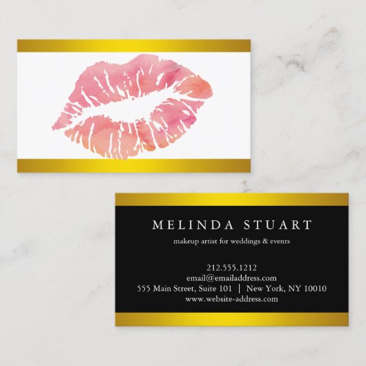 Moderne make-up kunstenaar faux glitter chic roze visitekaartje (Voorkant / Achterkant)