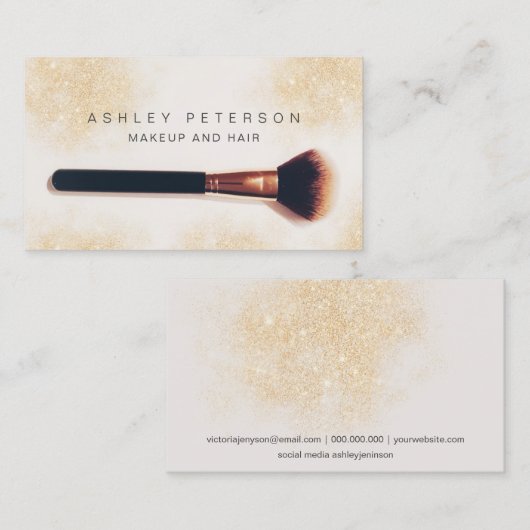Moderne make-up kunstenaar penseelfotoglitter visitekaartje (Voorkant / Achterkant)