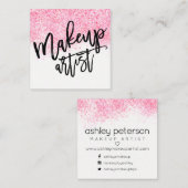 Moderne make-up roze waterverf confetti vierkante visitekaartje (Voorkant / Achterkant)
