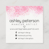 Moderne make-up roze waterverf confetti vierkante visitekaartje (Achterkant)
