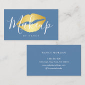 Moderne make-up typografie Dusty Blue Lips Visitekaartje (Voorkant / Achterkant)