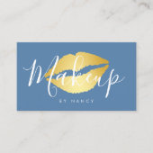 Moderne make-up typografie Dusty Blue Lips Visitekaartje (Voorkant)