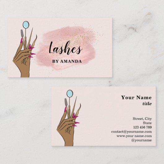 Moderne make-up wenkbrauw ogen wimpers Girly Busin Visitekaartje (Voorkant / Achterkant)