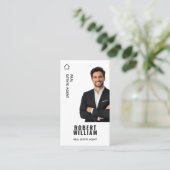 Moderne Makelaar Broker Witte Foto QR Visitekaartje (Staand voorkant)