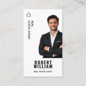 Moderne Makelaar Broker Witte Foto QR Visitekaartje (Voorkant)