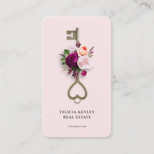 Moderne makelaar Floral Monogram Vastgoed Agent Visitekaartje (Voorkant)