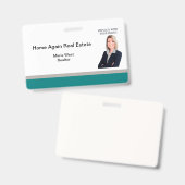Moderne Makelaar Foto Sjabloon Personeelsnaam Badg Badge (Voor- en achterkant)