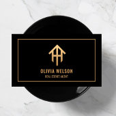 Moderne makelaar Goud Huis Logo & Zwart Visitekaartje