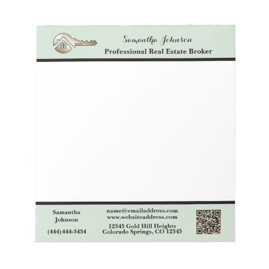 Moderne makelaar gouden huissleutel QR-code Notitieblok (Voorkant)