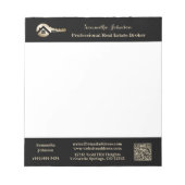 Moderne makelaar gouden huissleutel QR-code Notitieblok (Voorkant)