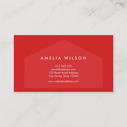 Moderne makelaar in het Rode en Witte Huis Visitekaartje (Achterkant)