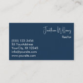 Moderne makelaar in onroerend goed foto blauw visitekaartje (Achterkant)