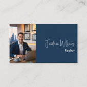 Moderne makelaar in onroerend goed foto blauw visitekaartje (Voorkant)