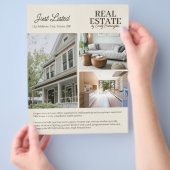 Moderne makelaar in onroerend goed met aardse uits flyer (Hand)