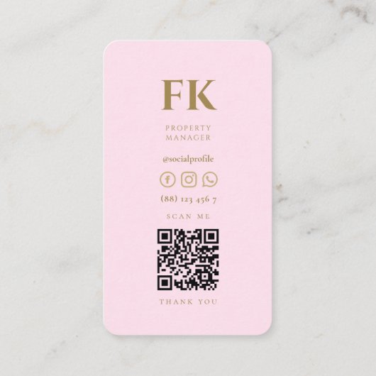 Moderne makelaar Initialen Visitekaartje (Achterkant)