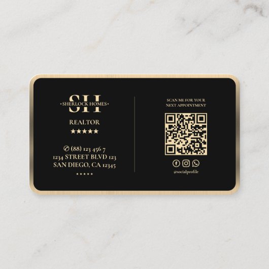 Moderne makelaar Key Faux Crown Gold Trim Hypothee Visitekaartje (Achterkant)