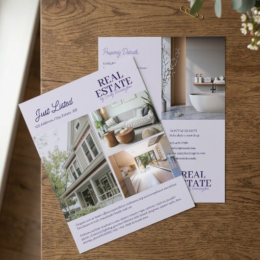 Moderne Makelaar Lavendel Vastgoedagent Flyer