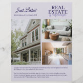 Moderne Makelaar Lavendel Vastgoedagent Flyer (Voorkant)