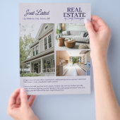 Moderne Makelaar Lavendel Vastgoedagent Flyer (Hand)