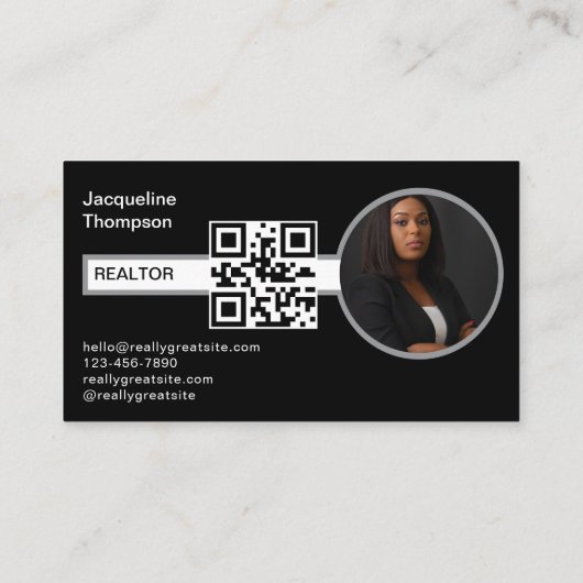 Moderne makelaar makelaar foto QR-code Visitekaartje (Achterkant)