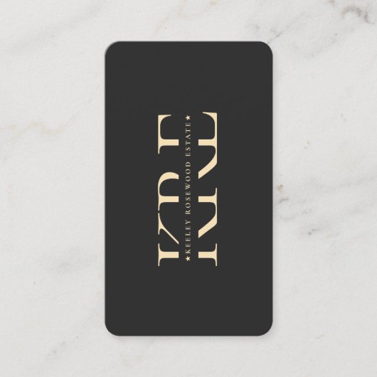 Moderne makelaar makelaar Monogram Zwart Visitekaartje (Voorkant)