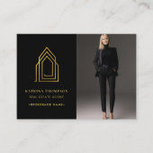 Moderne makelaar makelaar Realtor Logo Photo Gold Visitekaartje (Voorkant)