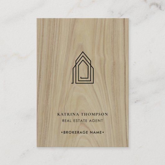 Moderne makelaar makelaar Realtor Logo Wood Visitekaartje (Voorkant)