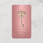 Moderne makelaar makelaar Rosegold Key Visitekaartje (Voorkant)