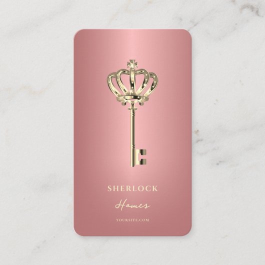 Moderne makelaar makelaar Rosegold Key Visitekaartje (Voorkant)