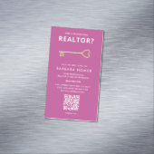 Moderne makelaar makelaar Roze QR Magnetisch Visitekaartje (Voorbeeld)