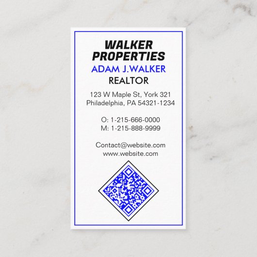 Moderne makelaar (makelaars) Verkopen QR kopen Visitekaartje (Achterkant)
