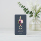 Moderne makelaar monogram Floral Key onroerend goe Visitekaartje (Staand voorkant)