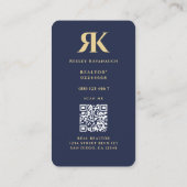Moderne makelaar Monogram R K Donkerblauw Visitekaartje (Achterkant)