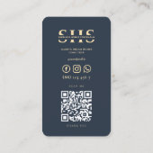 Moderne makelaar onroerend goed monogram donkerbla visitekaartje (Achterkant)