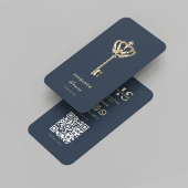 Moderne makelaar onroerend goed monogram donkerbla visitekaartje