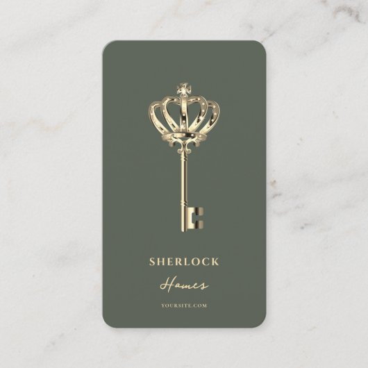 Moderne makelaar onroerend goed monogram Sage Groe Visitekaartje (Voorkant)