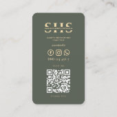 Moderne makelaar onroerend goed monogram Sage Groe Visitekaartje (Achterkant)