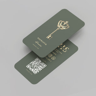 Moderne makelaar onroerend goed monogram Sage Groe Visitekaartje