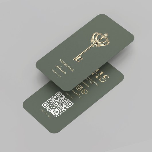 Moderne makelaar onroerend goed monogram Sage Groe Visitekaartje