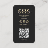 Moderne makelaar onroerend goed monogram zwart gou visitekaartje (Achterkant)