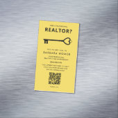 Moderne makelaar onroerend goed zwart en geel magnetisch visitekaartje (Voorbeeld)