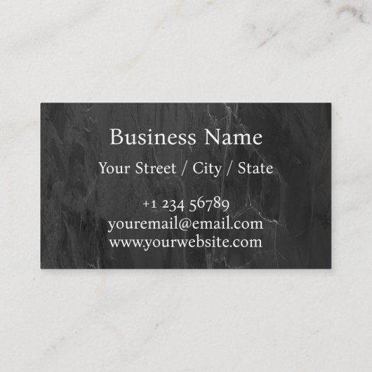 Moderne makelaar onroerend goed zwart marmer visitekaartje (Achterkant)