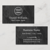 Moderne makelaar onroerend goed zwart marmer visitekaartje (Voorkant / Achterkant)