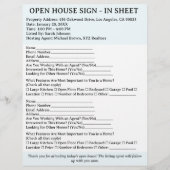 Moderne makelaar Open House Sign In Sheet Flyer (Voorkant)