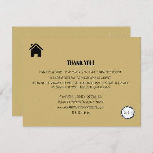 Moderne makelaar Pale Goud Zakelijk Bedankt Postka Briefkaart (Voorkant / Achterkant)