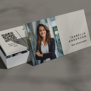 Moderne Makelaar Professionele Foto QR Visitekaartje