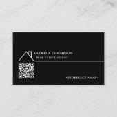 Moderne makelaar QR-code zwart Visitekaartje (Voorkant)